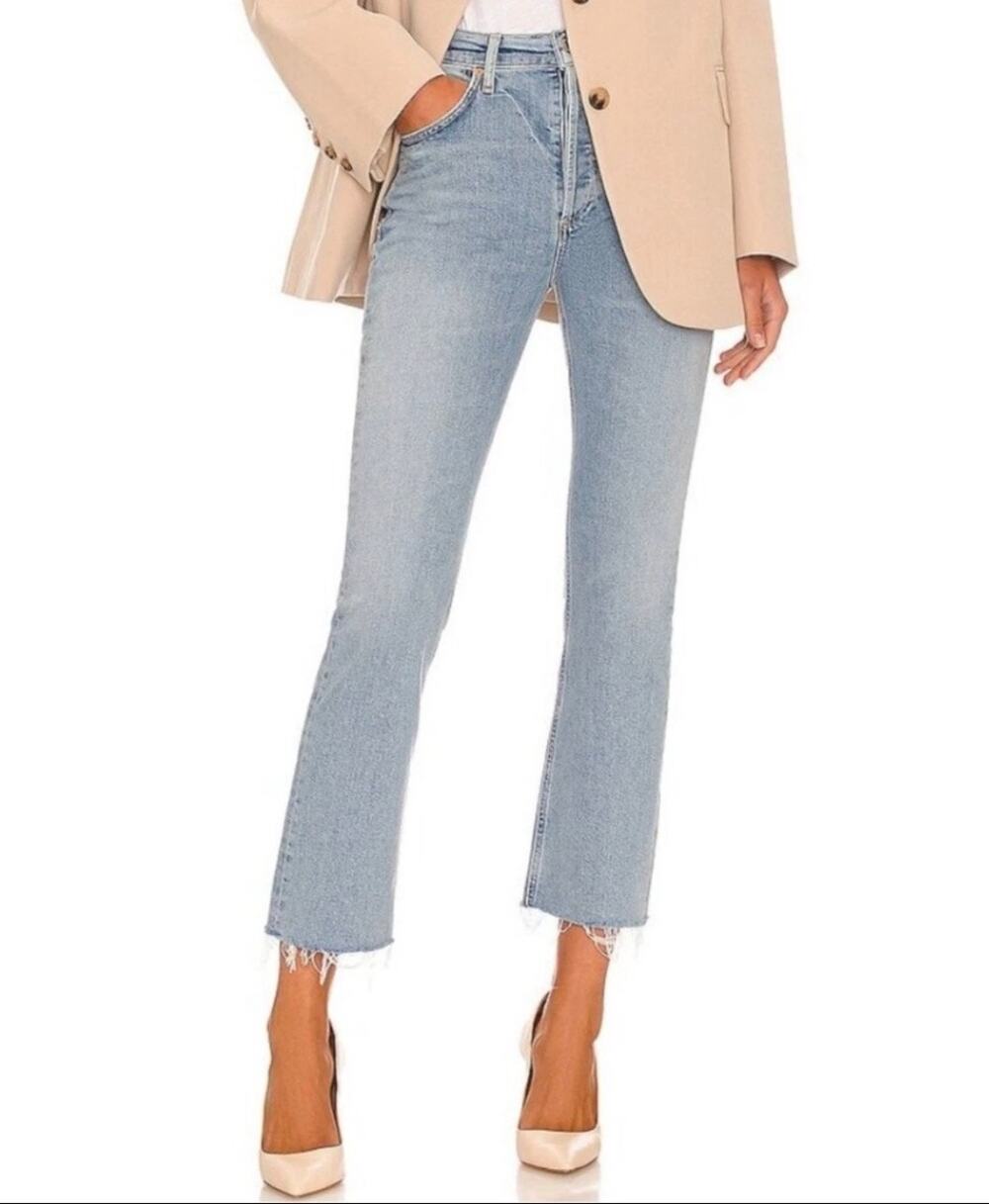 Citizens of Humanity Isola Premium Vintage Crop Jeans Light Wash Raw Hem